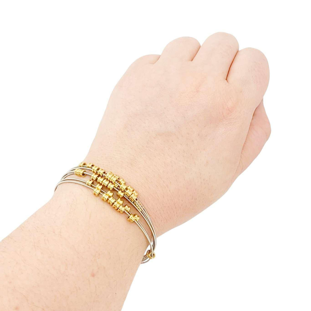 Bracelet - Fidget Bangle (Silver Brass) (M or L)by High Strung Studios