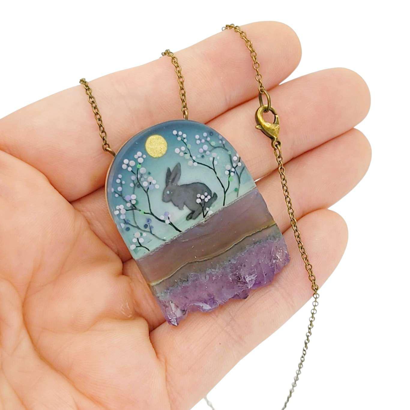 Necklace - Rabbit Crystal (Amethyst) by Fernworks