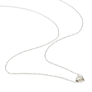 Necklace - Tiny Heart in Sterling Silver with Solitaire Diamond by Michelle Chang