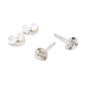 Earrings - Small Aurora Studs in Sterling Silver and Diamond by Corey Egan