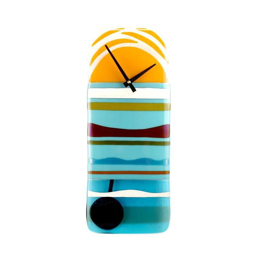 Wall Clock - Sunset in Fused Glass by Danielle Styles Glass