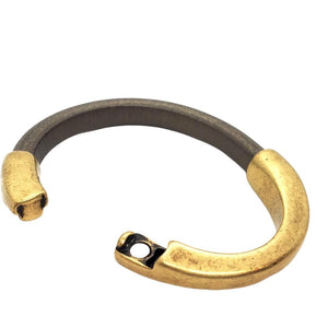 Bracelet - Breakaway in Olive Champagne Leather with Brass or Copper by Diana Kauffman Designs
