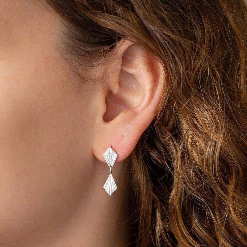 Earrings - Double Flame Dangles (Sterling Silver) by Corey Egan