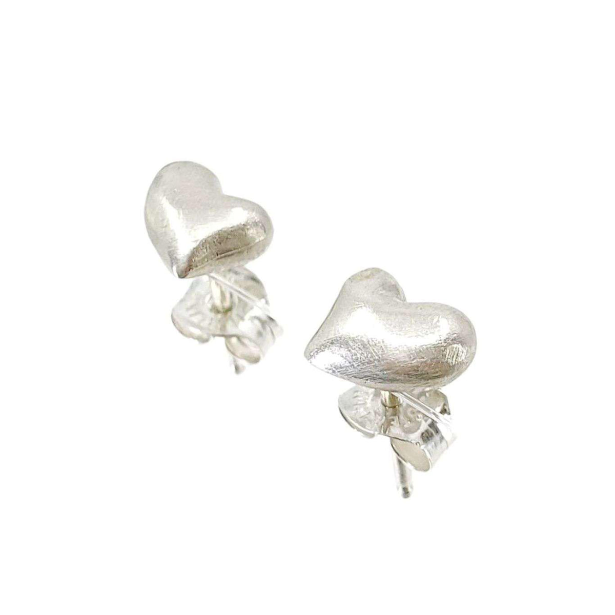 Earrings - Puffy Heart Studs in Sterling Silver by Michelle Chang