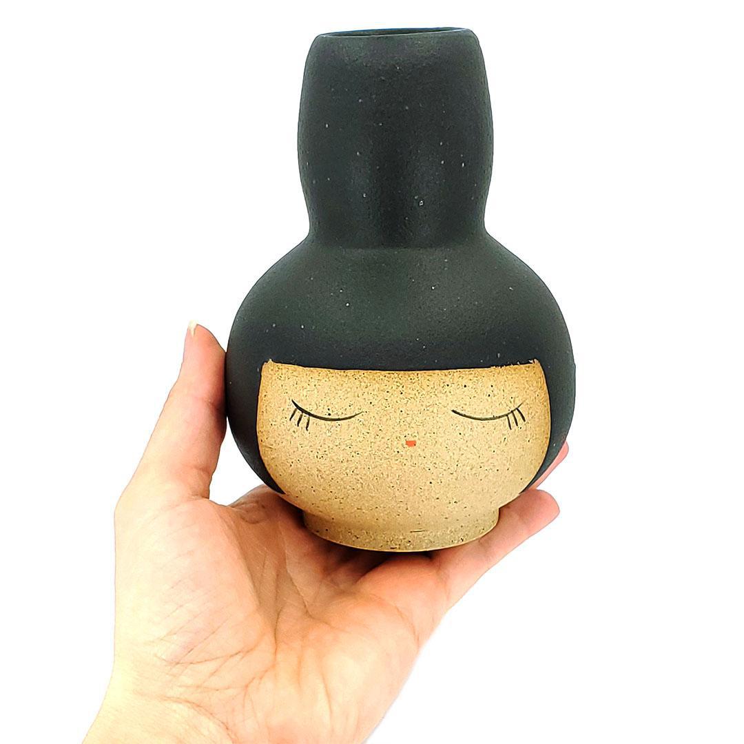 Vase - Peaceful Buddy (Black Hair) by Jennifer Fujimoto