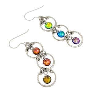 Earrings - Tripled Baseline Rainbow (Stainless Steel and Titanium) by Wraptillion