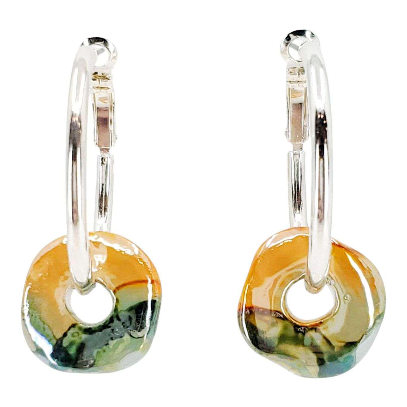 Earrings - Ceramic Ring Hoops (Ocean Sunrise) by Diana Kauffman