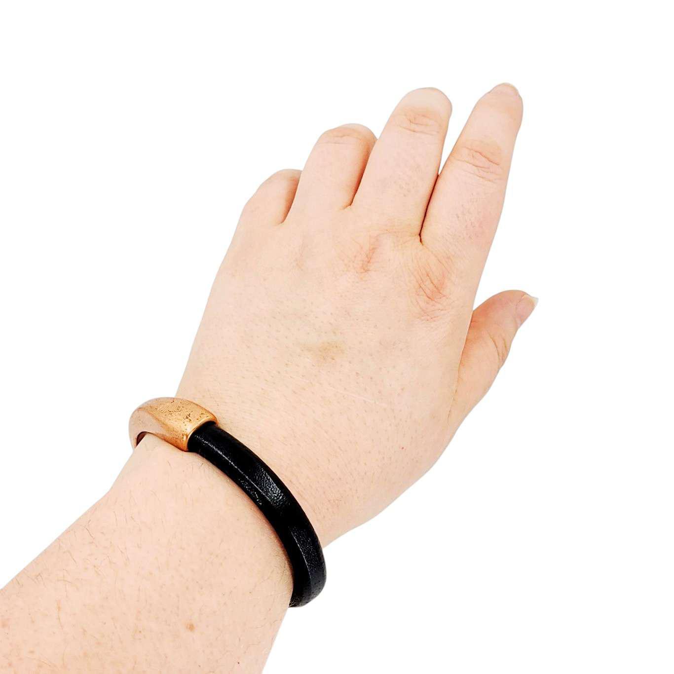 Bracelet - Black Leather Breakaway (Assorted Metals) by Diana Kauffman Designs