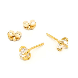 Earrings - Classic 5-6mm Herkimer Studs in Yellow Gold Vermeil by Stórica Studio