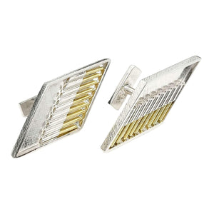 Cufflinks - Chevron in Bright Sterling Silver and 18k Yellow Gold by Dana C. Fear