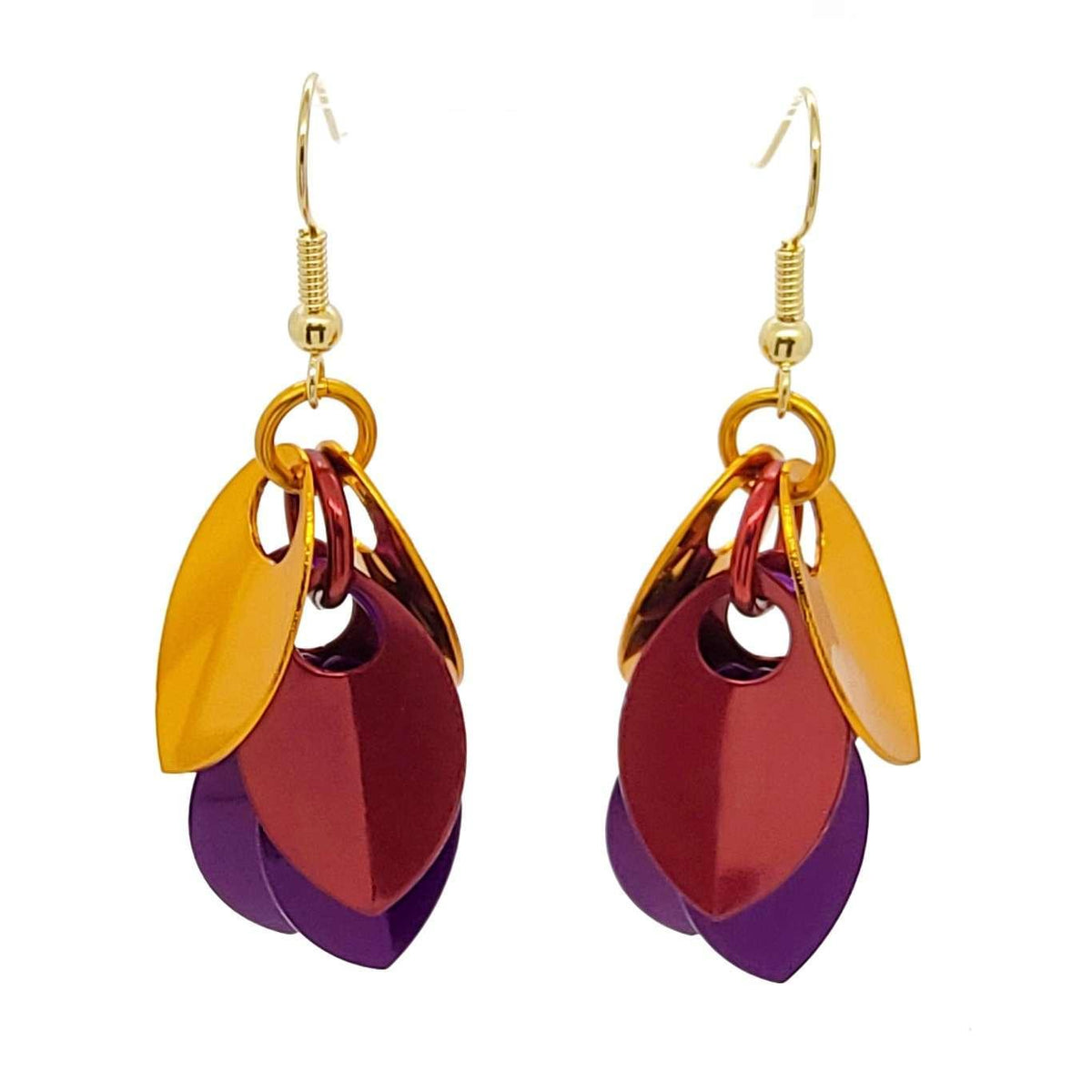 Earrings - Short Leafy Cascade (Sunset) by Rebeca Mojica