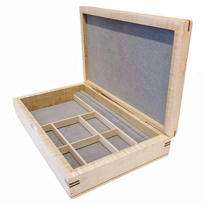 Jewelry Box - Extra Large Valet Box (Curly Maple, Zebrawood) by Mikutowski Woodworking