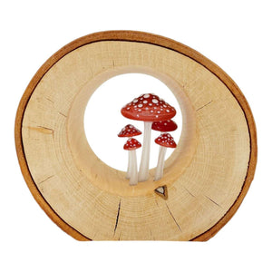 Lamp - Small Birch Circle (Red Mushrooms) by Sage Studios