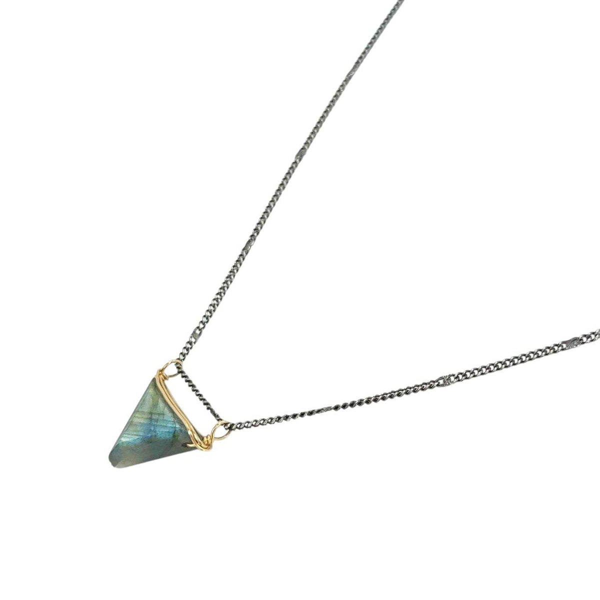 Necklace - Triangular Gem Slide Pendant (Labradorite) by Calliope Jewelry