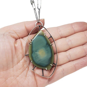 Necklace - Wayfinder Green Imperial Jasper Sterling by Three Flames Silverworks