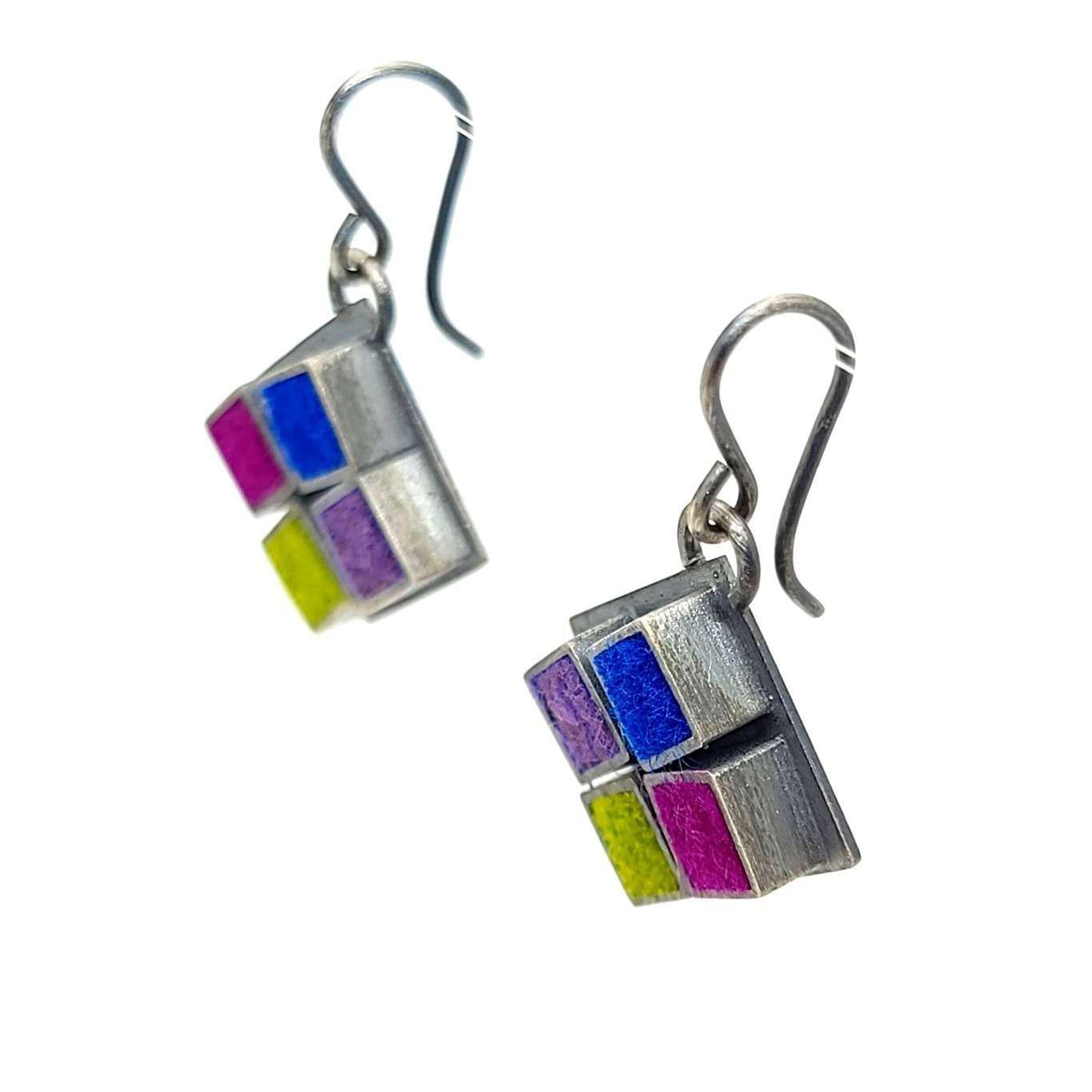 Earrings - Funky Square Tile in Cool by Michele A. Friedman