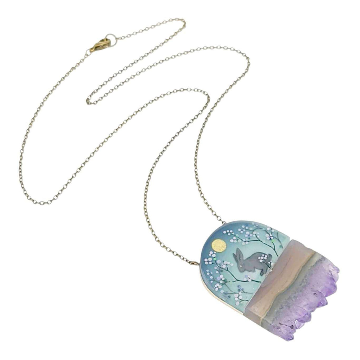 Necklace - Rabbit Crystal (Amethyst) by Fernworks