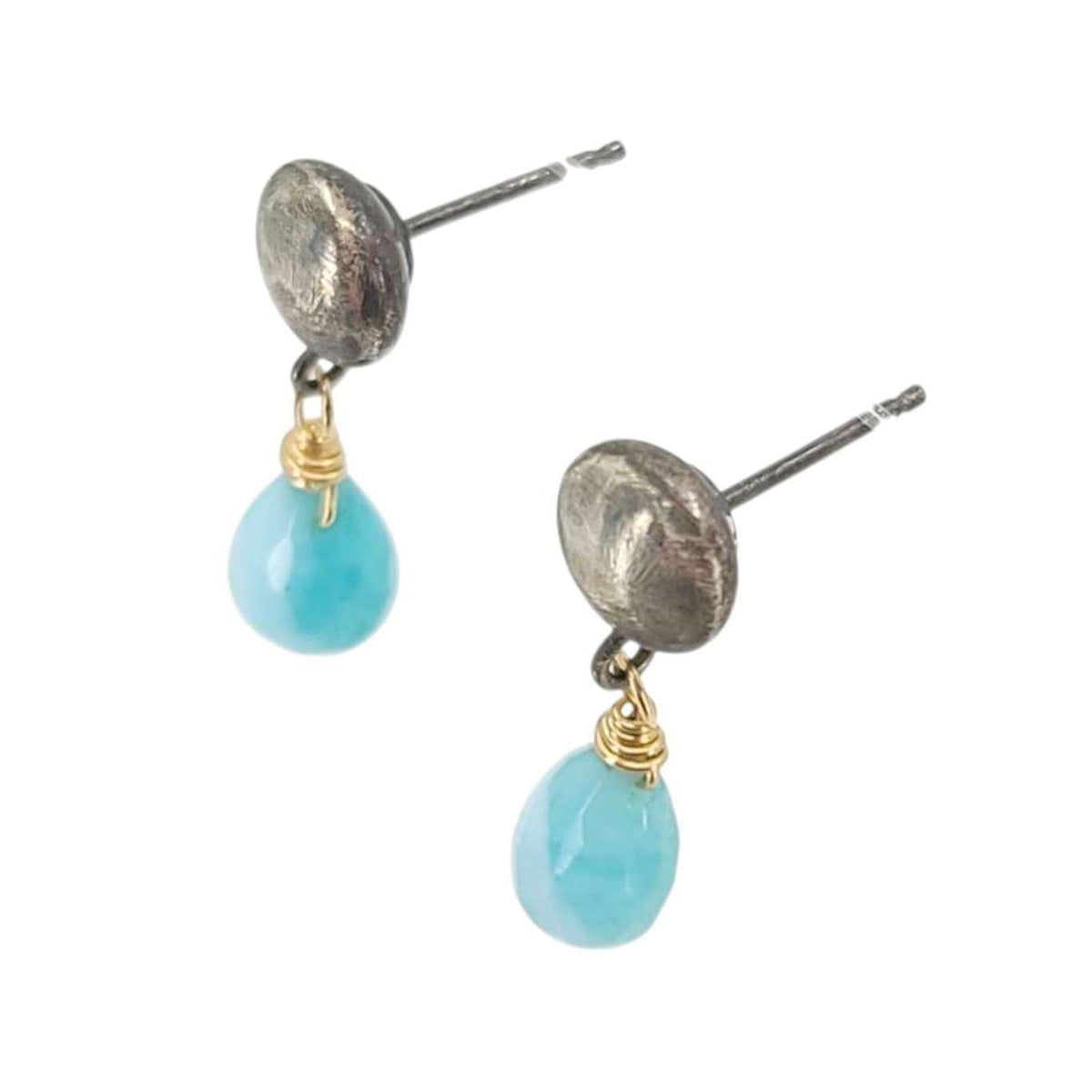 Earrings - Round Post Drops (Larimar) by Calliope Jewelry