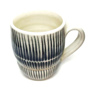 Mug - Large in Outward Linear and Short Pinstripe with Orange Accents by Britt Dietrich Ceramics