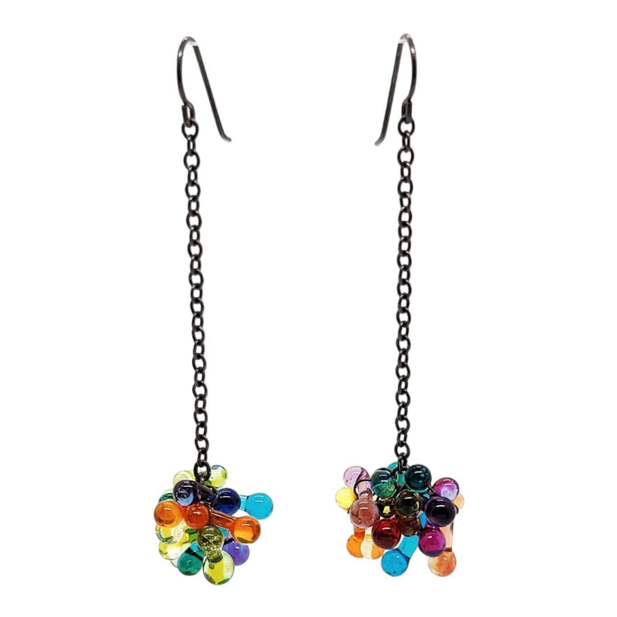 Earrings - Long Rosetti Bloom in Rainbow by Krista Bermeo Studio
