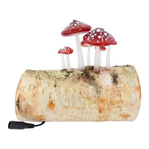 Lamp - Birch Log (Red Mushrooms) by Sage Studios