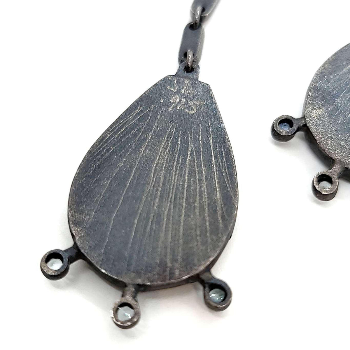 Earrings - Coral Spray Drops in Sterling Silver with Topaz and Sapphire by Janine DeCresenzo