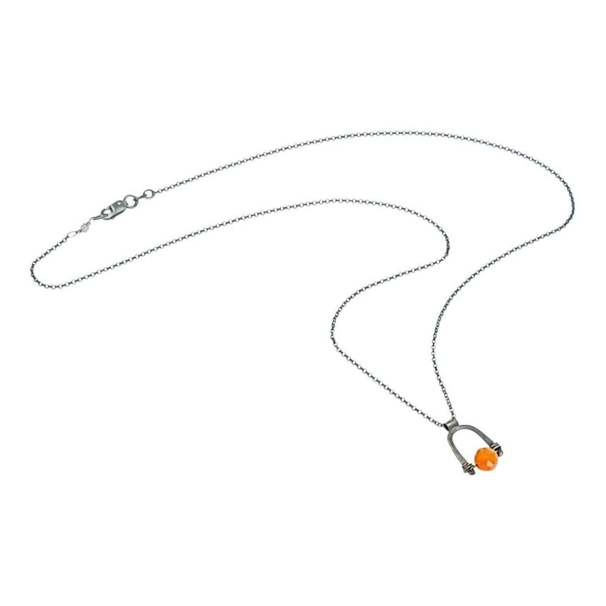 Necklace - Arc Pendant (Carnelian) by Three Flames Silverworks