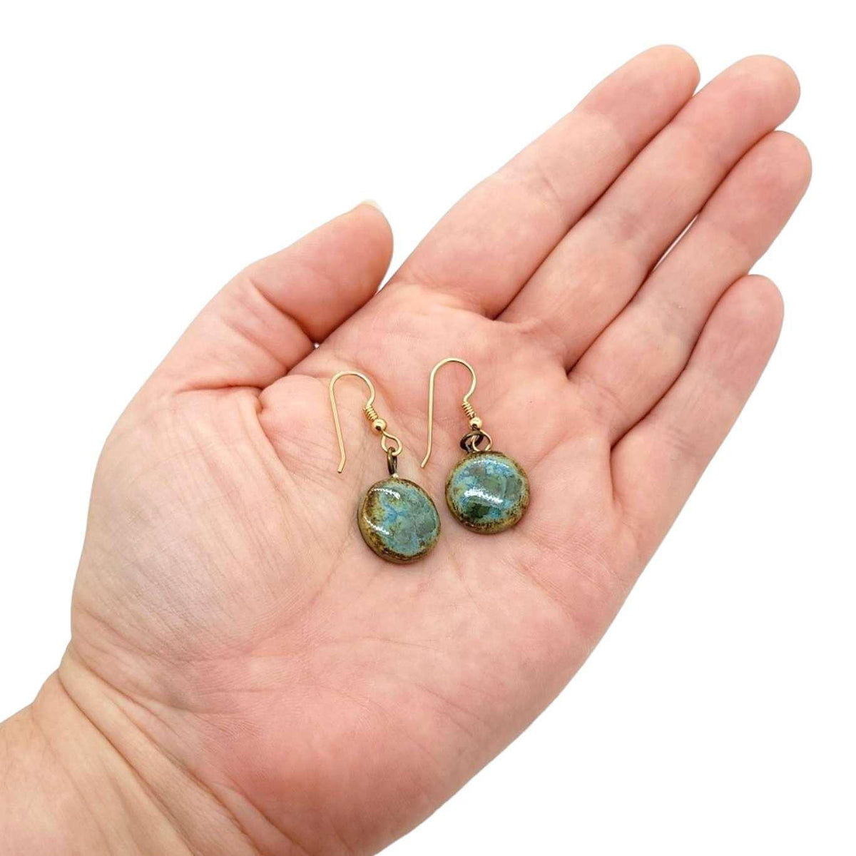 Earrings - Small Circle Drops in Earth by Dandy Jewelry