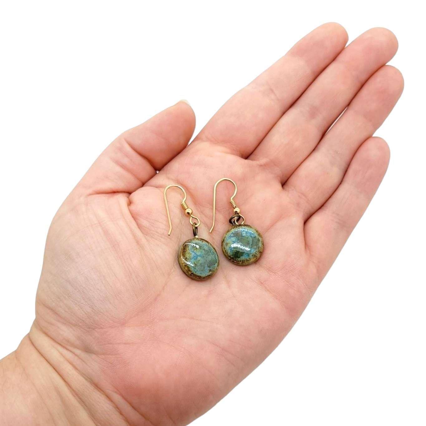 Earrings - Small Circle Drops in Earth by Dandy Jewelry