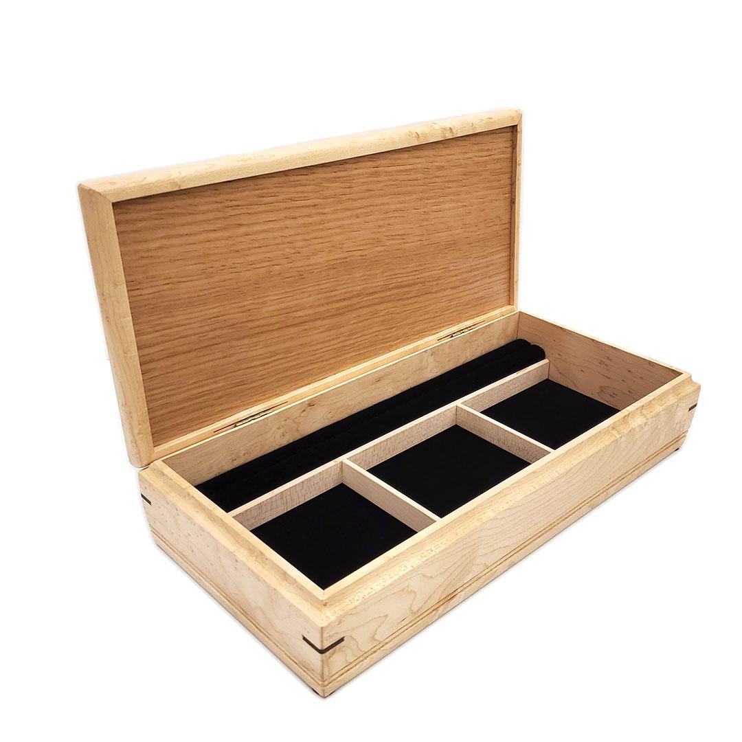 Jewelry Box - Medium Sentinel Box in Birdseye Maple and Bubinga by Mikutowski Woodworking