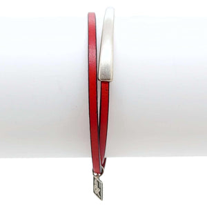 Bracelet - Skinny Breakaway in Red Leather with Silver or Gold (7in) by Diana Kauffman Designs