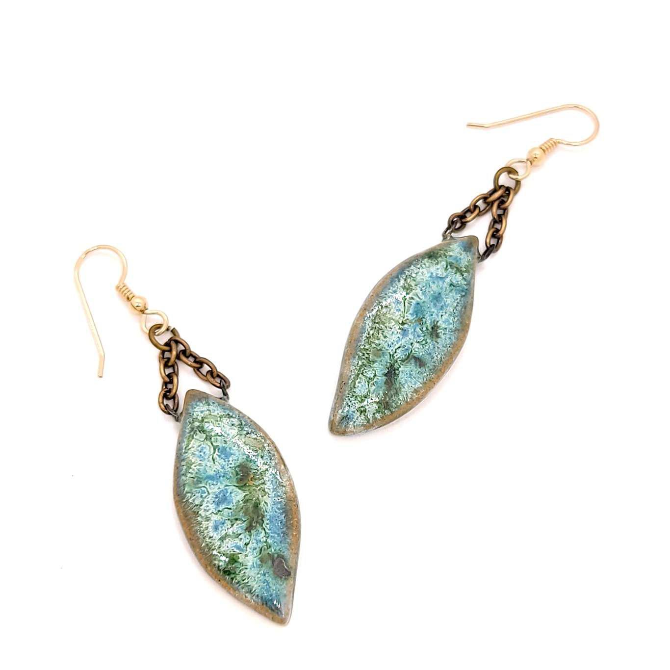 Earrings - Large Leaf Drops in Mystic by Dandy Jewelry