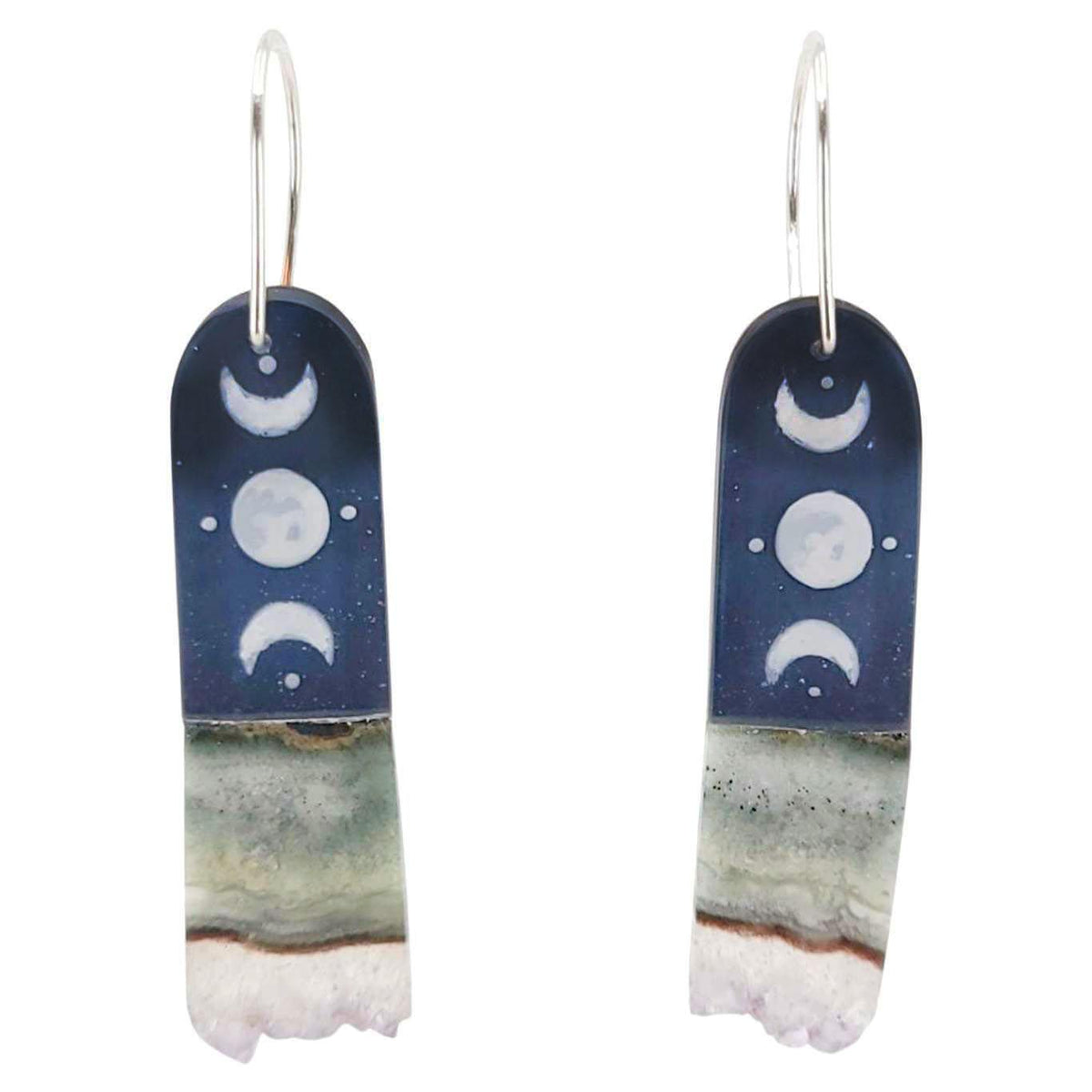 Earrings - Crystal Moons Drops by Fernworks
