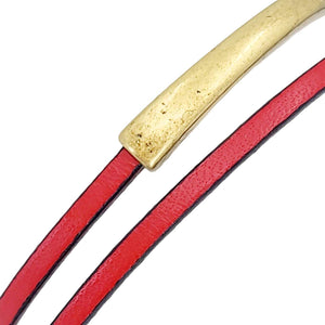 Bracelet - 7 in - Skinny Breakaway in Red Leather with Silver or Brass by Diana Kauffman Designs