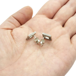 Earrings - Small Princess Cut Shiny Sterling Posts by La Objeteria
