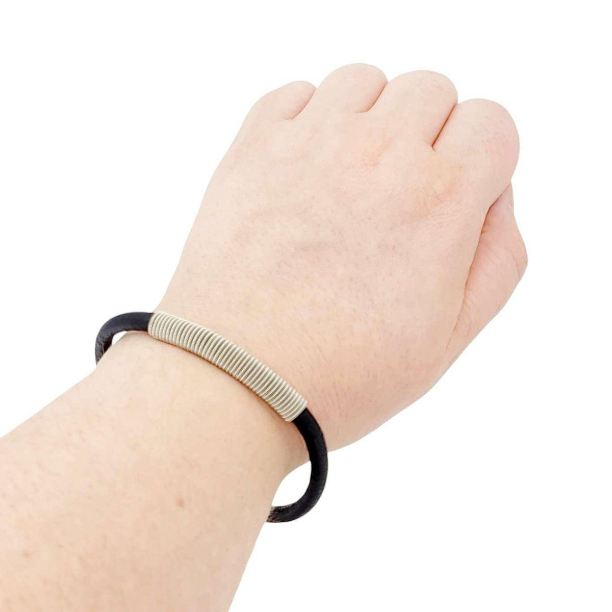 Bracelet - L - Wound Up Leather (Black) by High Strung Studios