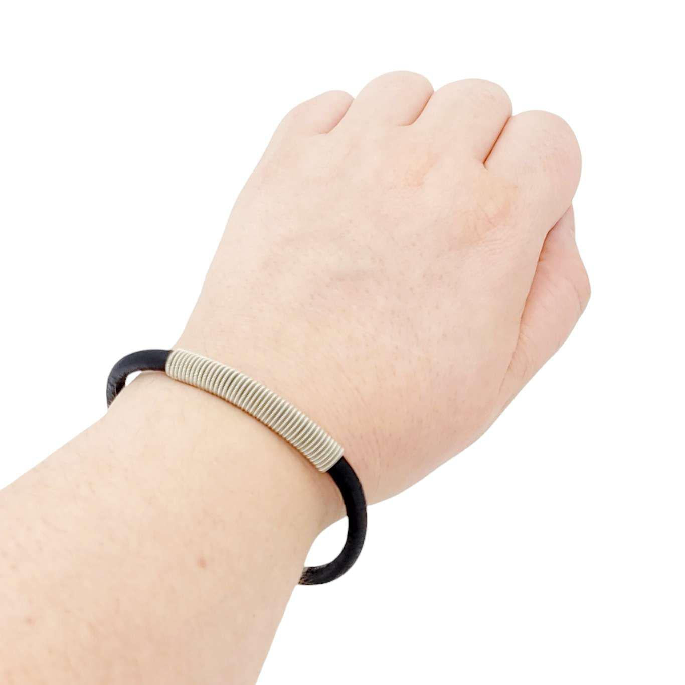 Bracelet - L - Wound Up Leather (Black) by High Strung Studios