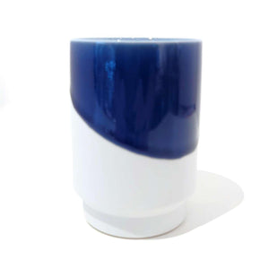 Cup - Large Hasami-yaki in Diagonal Indigo Blue by Asemi Co.