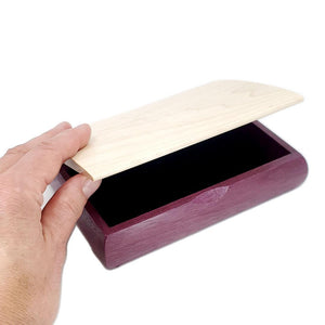 Jewelry Box - Small Tranquility Box (Purpleheart, Curly Maple) by Mikutowski Woodworking