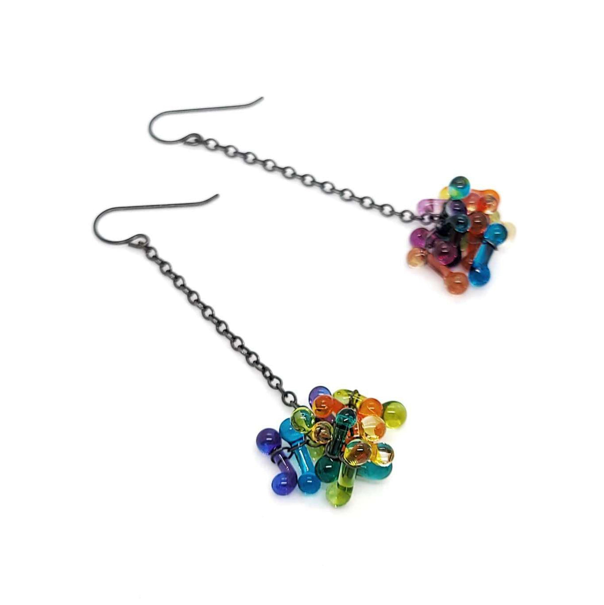 Earrings - Long Rosetti Bloom in Rainbow by Krista Bermeo Studio