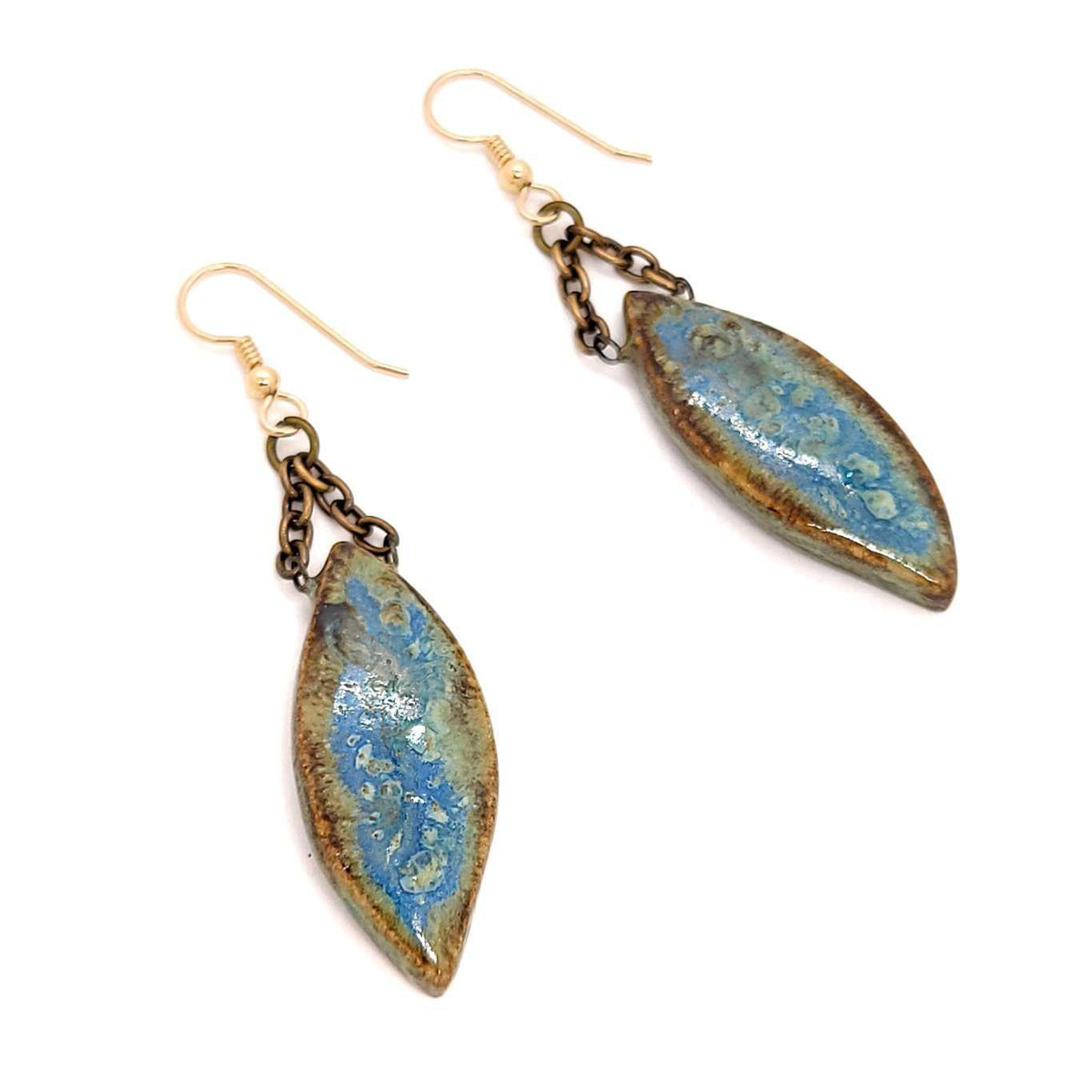 Earrings - Large Leaf Drops in Earth by Dandy Jewelry