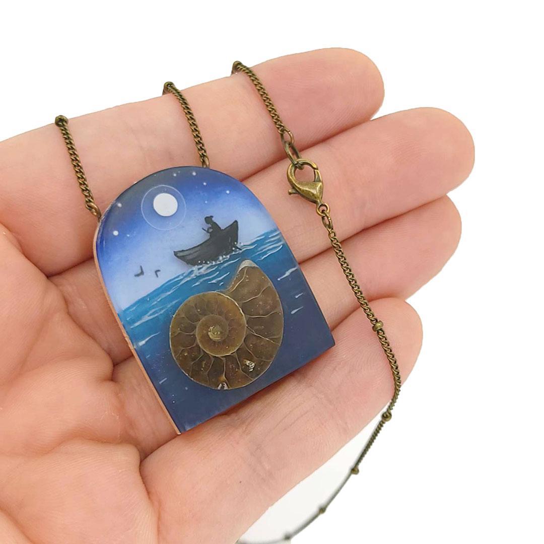 Necklace - Forgotten Seas Ammonite (Boat) by Fernworks