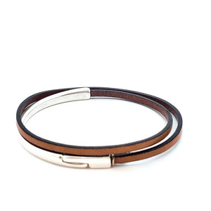 Bracelet - 7in - Skinny Breakaway in Whiskey Leather with Silver or Brass by Diana Kauffman Designs