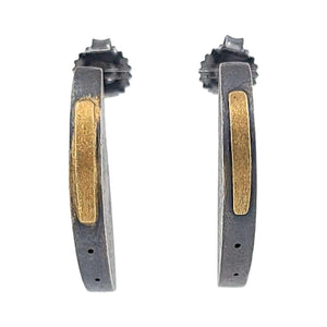 Earrings - Unit Half-Round Sterling Silver and 18k Gold by Janine DeCresenzo