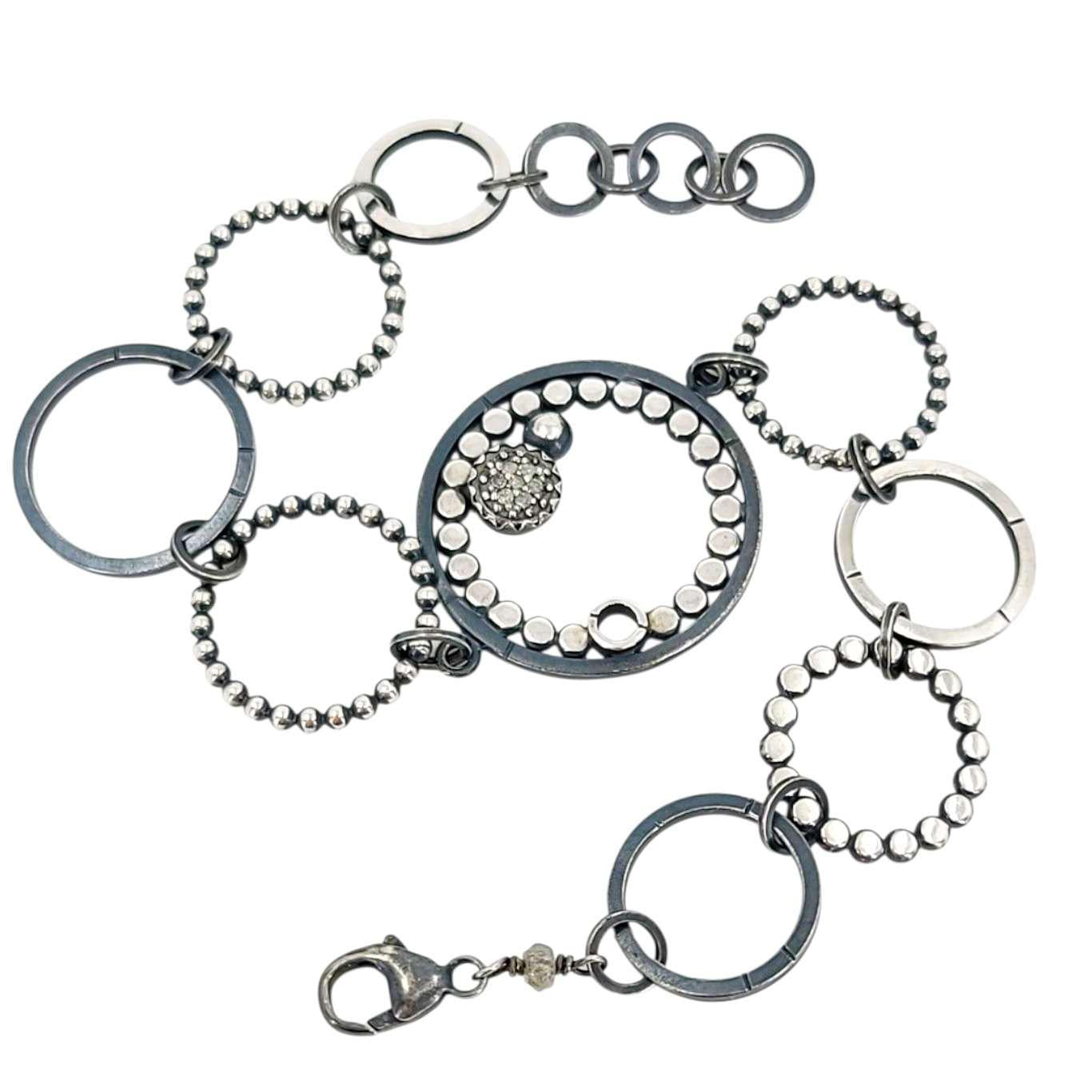 Bracelet - Multi-Circle with Pave Round OOAK (Sterling Silver, Diamond) by 314 Studio