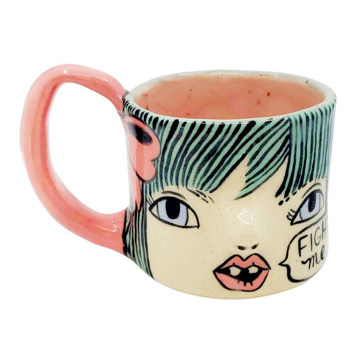Mug - Fight Me Stoneware Cup by Erika Rier