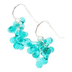 Earrings - Short Rosetti Glass Clusters in Teal by Krista Bermeo Studio