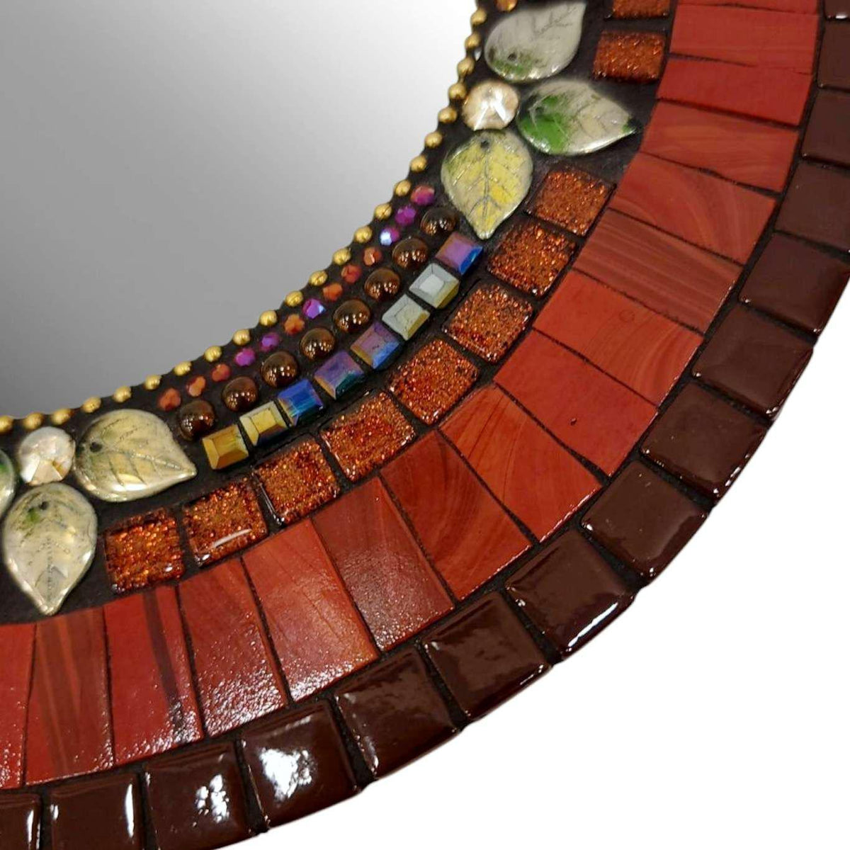 Mosaic Mirror - 10in Round (Sangria Red) by Zetamari Mosaic Artworks