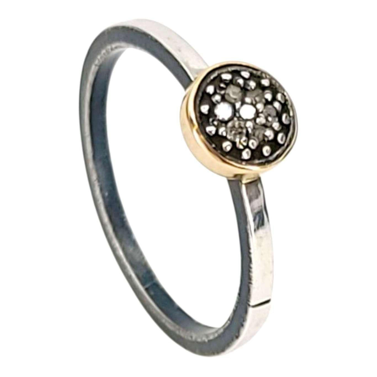 Ring - Size 7 - 6mm Pave Diamond Notched Band (14k Gold, Sterling Silver, Diamond) by 314 Studio