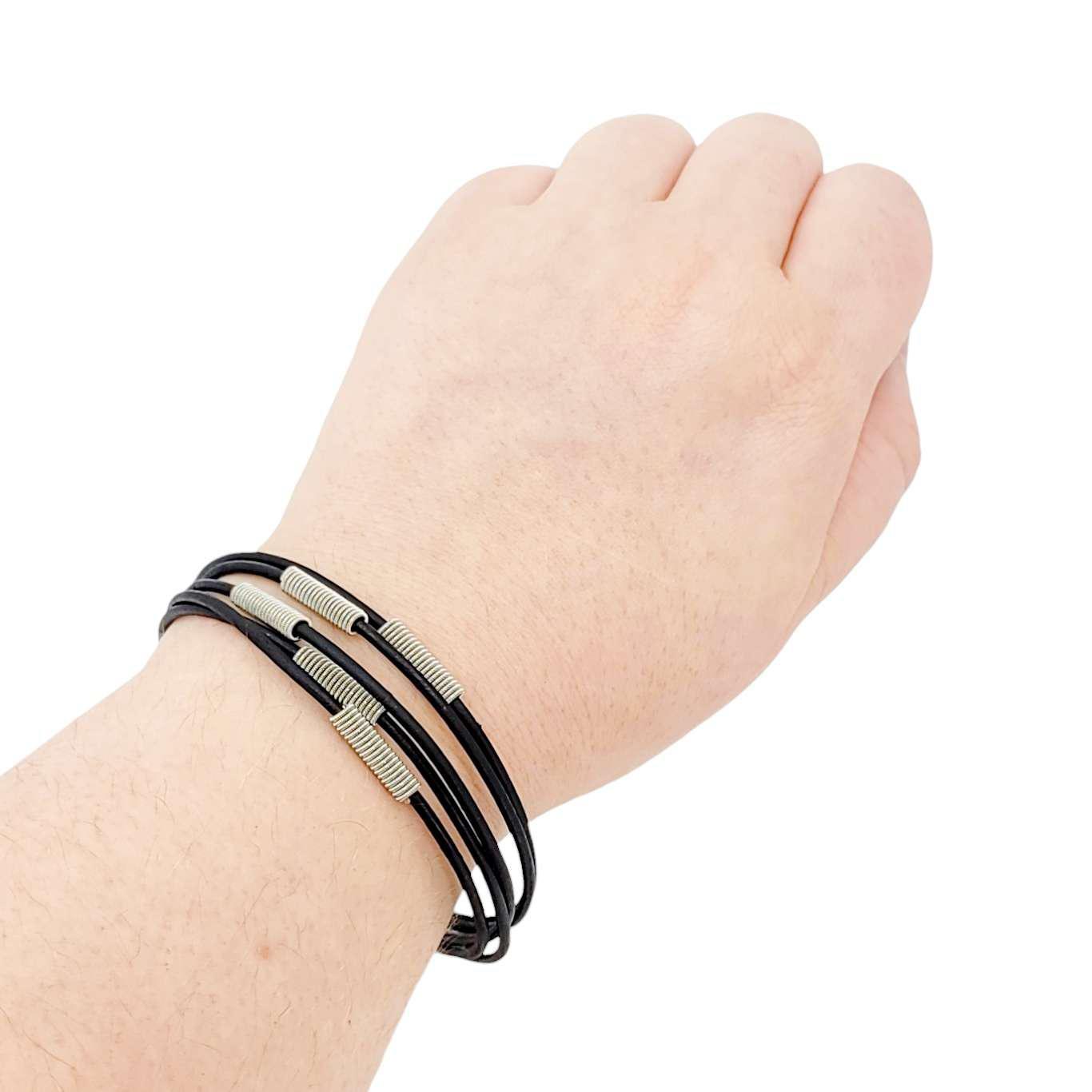 Bracelet - M - Arpeggio Leather (Black) by High Strung Studios